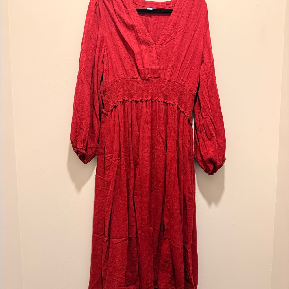 Old Navy Elegant Red Long Sleeve Dress